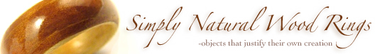 Simply Natural Wood Rings web banner dated February 1, 2006, with a wooden ring image and the phrase objects that justify their own creation.